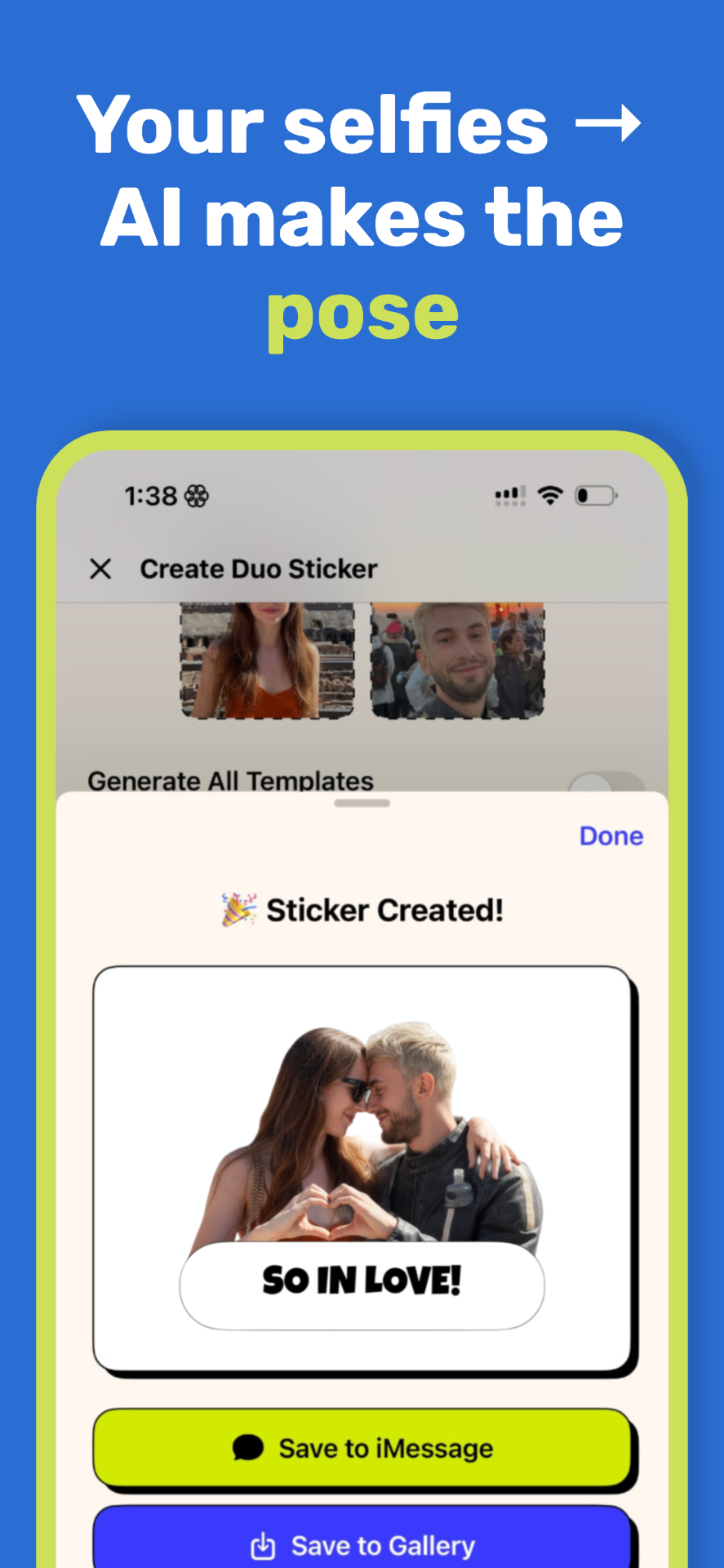 StickUs - Generate AI iMessage stickers with friends